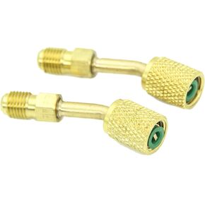 Mini Split Adapter, R410A Adapter, R-410a Refrigerant Adapter, 5/16In SAE Female Quick Couplers to 1/4In SAE Male Flare, 45 Degree Charging Vacuum Adapter, R410a Manifold Gauge Set, (2 Packs)