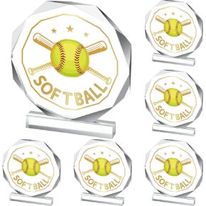 6 Pcs Acrylic Sports Trophy Award 4.72 x 4.72 Inch Sports Contest Trophy Plaques Sports Trophy Prize Gift Team Participation Trophies for Competition Prize