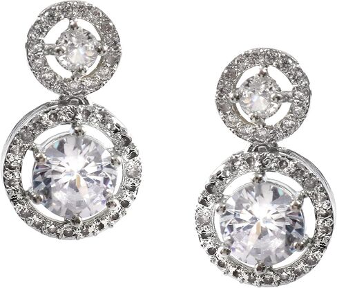 Jewarhaat Silver Plated Circular Cubic Zirconia Drop Indian Earrings for Women and Girls in Saudi Arabia