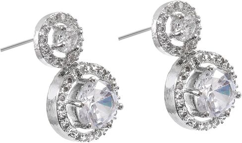 Jewarhaat Silver Plated Circular Cubic Zirconia Drop Indian Earrings for Women and Girls in Saudi Arabia
