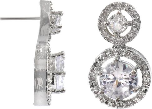 Jewarhaat Silver Plated Circular Cubic Zirconia Drop Indian Earrings for Women and Girls in Saudi Arabia