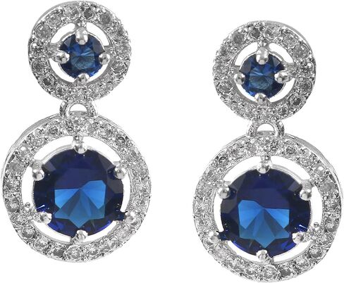 Jewarhaat Silver Plated Circular Cubic Zirconia Drop Indian Earrings for Women and Girls in Saudi Arabia
