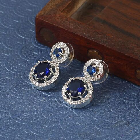 Jewarhaat Silver Plated Circular Cubic Zirconia Drop Indian Earrings for Women and Girls in Saudi Arabia
