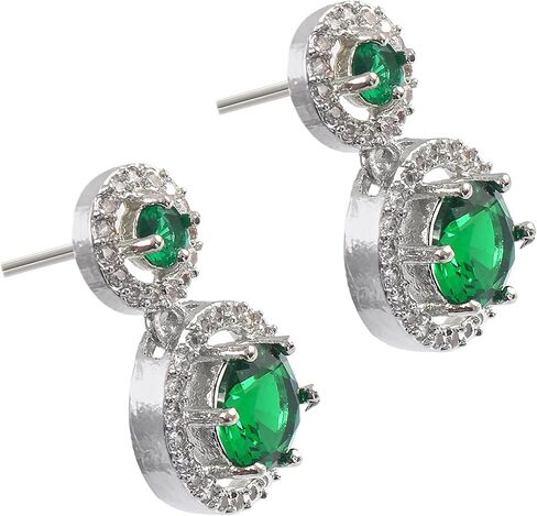 Jewarhaat Silver Plated Circular Cubic Zirconia Drop Indian Earrings for Women and Girls in Saudi Arabia