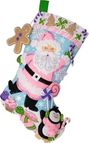 Bucilla, Lollipop Santa, Felt Applique 18" Stocking Making Kit, Perfect for Holiday DIY Arts and Crafts, 89705E in Saudi Arabia