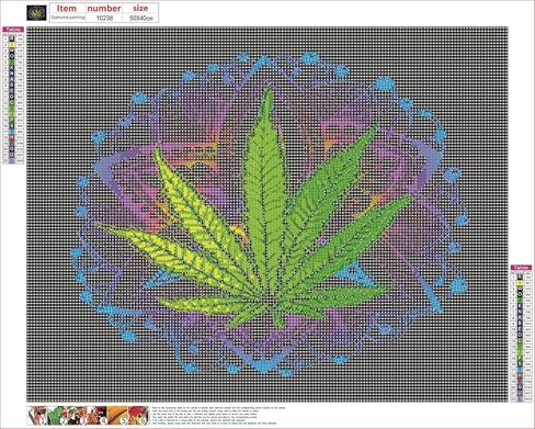 مجموعات الطلاء الماسي 5D DIY للبالغين من أوراق القنب وأعشاب الماريجوانا وأعشاب غانجا وأوراق القنب الحفر الكامل للفنون الحرفية لديكور الحائط المنزلي (الأعشاب، 16 × 20 بوصة) in Kuwait