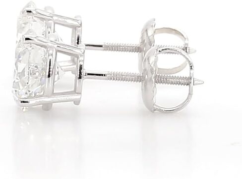 أقراط من الذهب الأبيض عيار 14 قيراط عيار 1 قيراط TW Lab Grown Diamond Solitaire للنساء - 4 شقوق خلفية آمنة - هدية مجوهرات للنساء أو الفتيات، وأعياد الميلاد، والزفاف (لون F-G، وضوح VVS-VS) in Kuwait
