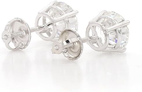 أقراط من الذهب الأبيض عيار 14 قيراط عيار 1 قيراط TW Lab Grown Diamond Solitaire للنساء - 4 شقوق خلفية آمنة - هدية مجوهرات للنساء أو الفتيات، وأعياد الميلاد، والزفاف (لون F-G، وضوح VVS-VS) in Kuwait