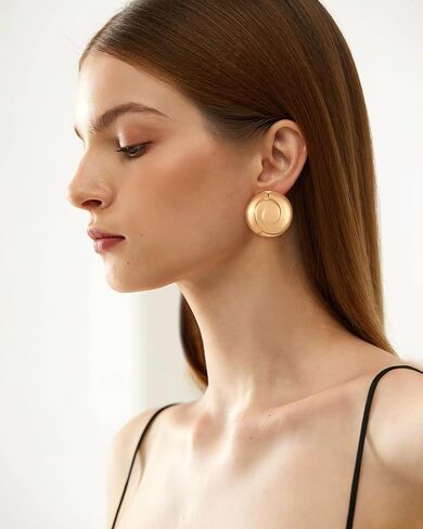 Gold Swirl Disco Stud Earrings Statement Button Dtud Earrings for Women Vintage Jewelry in Saudi Arabia