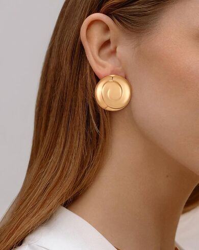 Gold Swirl Disco Stud Earrings Statement Button Dtud Earrings for Women Vintage Jewelry in Saudi Arabia