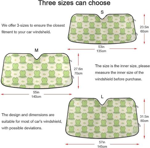 Funny Frog Car Windshield Sun Shade Green Lotus Leaves Car Sun Visor for UV Rays and Sun Heat Protection Dragonfly Summer Automotive Blocks Heat and Sun Foldable Sun Shield 55x28 Inches in Saudi Arabia