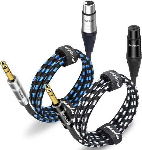 1/4 بوصة TRS إلى كابل XLR أنثى، 3 أقدام 2 حزمة كابل توصيل إشارة متوازنة ربع بوصة إلى كابل تصحيح XLR، سلك ميكروفون سلكي متوازن XLR 3Pin، أسود وفضي تصميم 2 حزمة in Kuwait