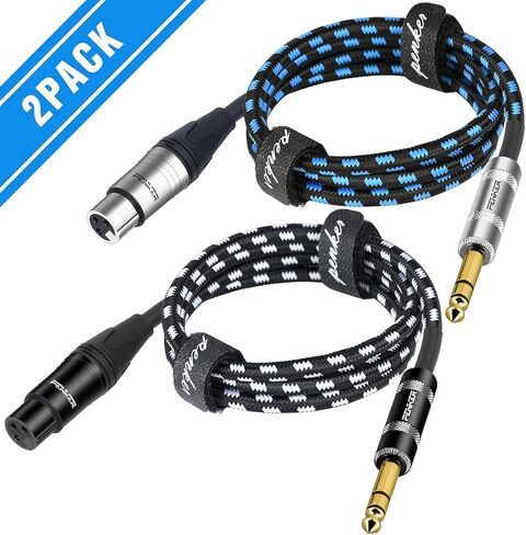 1/4 بوصة TRS إلى كابل XLR أنثى، 3 أقدام 2 حزمة كابل توصيل إشارة متوازنة ربع بوصة إلى كابل تصحيح XLR، سلك ميكروفون سلكي متوازن XLR 3Pin، أسود وفضي تصميم 2 حزمة in Kuwait