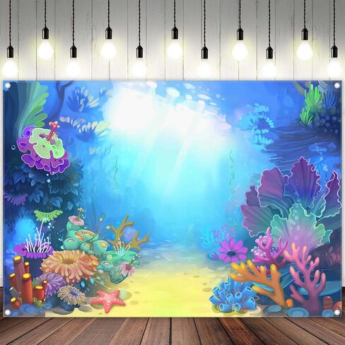 ZTHMOE 7x5ft Fabric Summer Under The Sea Photography Backdrop Little Mermaid Princess Girl Background Birthday Party Ocean Baby Shower Decorations Photo Banner Props in Saudi Arabia
