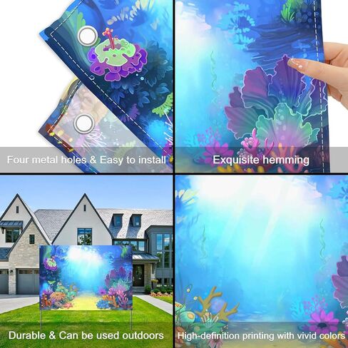 ZTHMOE 7x5ft Fabric Summer Under The Sea Photography Backdrop Little Mermaid Princess Girl Background Birthday Party Ocean Baby Shower Decorations Photo Banner Props in Saudi Arabia