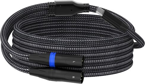 كابل صوت USB C إلى ثنائي XLR ذكر، كابل مضخم طاقة ستيريو USB C إلى 2 XLR ذكر، مكبر صوت نشط للاتصال عبر USB c للهاتف المحمول، كابل صوت مضخم الطاقة - 3.3 قدم in Kuwait