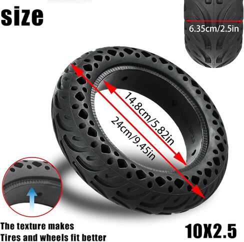 60/70-6.5 Scooter Tire Tubeless: 10x2.50 Solid Tire Replacement for Hover 1 Alpha Hiboy MAX3 Segway Ninebot MAX G2 G30LP Electric Scooter, 10 Inch 10x2.50-6.5 Honeycomb Front Rear Wheels in Saudi Arabia