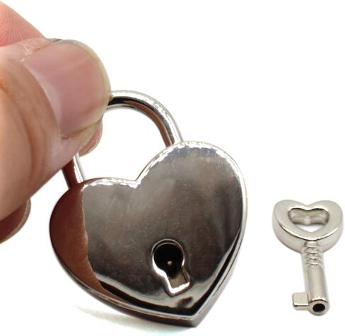 4 Pcs Heart Shaped Padlock Antique Mini Padlock Retro Style Box Lock with Key for Jewelry Box Small Wooden Box(Silver) in Saudi Arabia