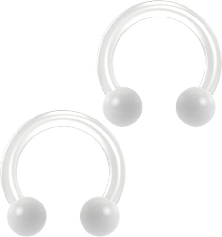 2 قطعة 14 جرام مرنة Bioflex دائرية الحديد حدوة الحصان الحاجز الدائري Bioplast ثقب الكرة الأبيض 8 مللي متر in Kuwait