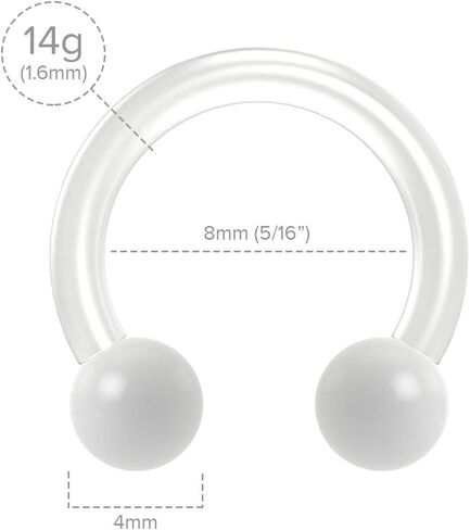 2 قطعة 14 جرام مرنة Bioflex دائرية الحديد حدوة الحصان الحاجز الدائري Bioplast ثقب الكرة الأبيض 8 مللي متر in Kuwait