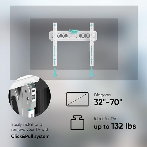 ONKRON Tilting TV Wall Mount for 32-70 Inch Screen up to 132 lbs, Slim TV Wall Mount Tilt Down max 400x400 VESA Universal Wall Mount for TV - Low Profile TV Mount Bracket/Flush TV Mount Flat White in Saudi Arabia