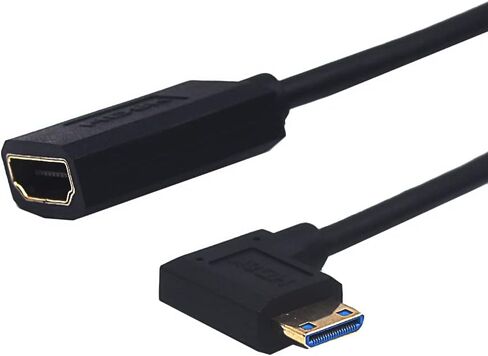 4ft HDMI 8K Extender Coiled Cable, 90 Degree Left Angle Mini HDMI 8K Male to HDMI 8k Female Extension Adapter Shield Cable, Mini HDMI 2.1 to HDMI 2.1 Version Spiral Spring Cord, 8K@60HZ in Saudi Arabia