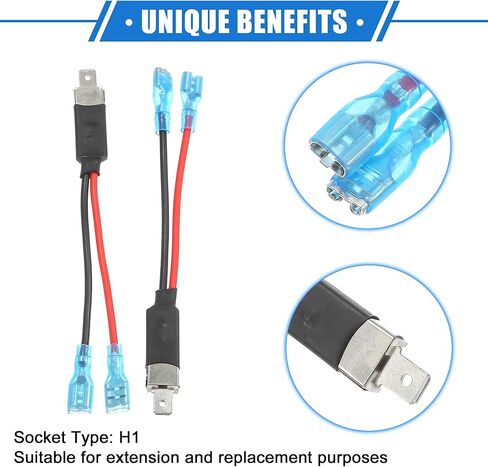 4 قطع H1 ذكر LED المصباح الأمامي محول الأسلاك تسخير المقبس تمديد محول كابل، عالمي لشاحنة السيارة معدن متين فضي اللون in Saudi Arabia
