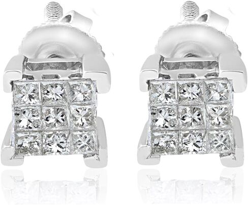 1/3 قيراط من الألماس برغي خلفي من قطع الأميرة من الذهب الأبيض عيار 10 قيراط in Kuwait