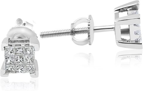 1/3 قيراط من الألماس برغي خلفي من قطع الأميرة من الذهب الأبيض عيار 10 قيراط in Kuwait