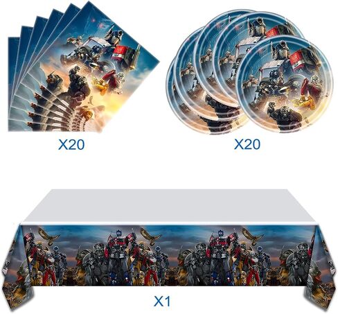 41Pcs Party Tableware Set For Robots,For Robots Birthday Party Supplies,Includes Plates Napkins Tablecloths. in Saudi Arabia