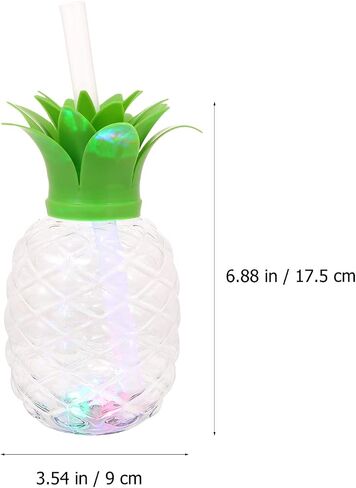 LED Light Up Pineapple Cups:3pcs Pineapple Drink Cups with Straws Luau Party Decorations Hawaiian Luau Tiki and Beach Theme Party Decorations for and Adults in Saudi Arabia