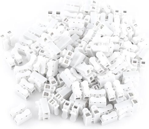 Quick Connect Terminal, 100Pcs 2 Pin Push Quick Splice Spring Wire Clamp Cable Connector Wiring Terminal Assortment Kit for Electricity, Home Appliances, Lighting, Machinery in Saudi Arabia