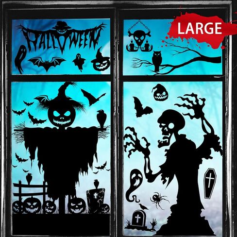 Halloween Window Decorations Halloween Window Clings Large Scary Halloween Window Projector Halloween Window Stickers Halloween Decorations for Window Halloween Window Decor in Kuwait