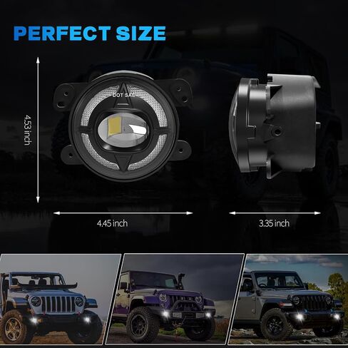 4-Inch LED Fog Lights with DRL & Turn Signals - Compatible with 2019 2020 2021 2022 Jeep Wrangler JL & JT - Complete Jeep Wrangler Fog Lamp Replacement Kit (1 Pair) in Saudi Arabia