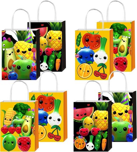 12 قطعة من أكياس هدايا هدايا حفلات الفاكهة الحسية Hey Bear مع مقابض، لوازم حفلات أعياد الميلاد من الفواكه الحسية Hey Bear لديكور ديكورات الحفلات الأولى in Kuwait