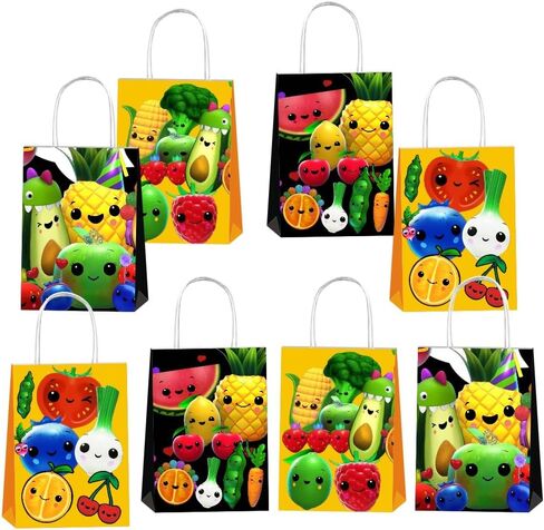 12 قطعة من أكياس هدايا هدايا حفلات الفاكهة الحسية Hey Bear مع مقابض، لوازم حفلات أعياد الميلاد من الفواكه الحسية Hey Bear لديكور ديكورات الحفلات الأولى in Kuwait