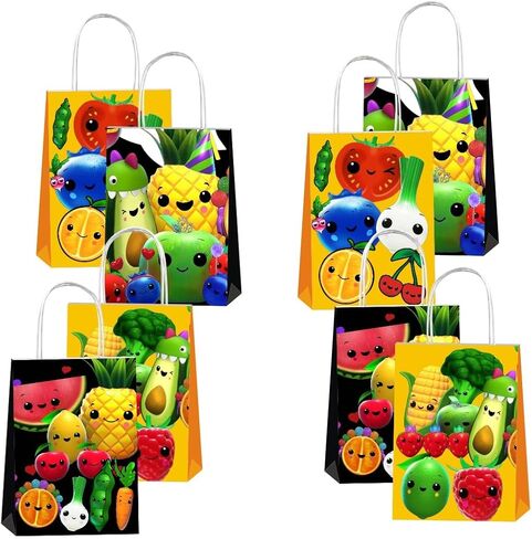 12 قطعة من أكياس هدايا هدايا حفلات الفاكهة الحسية Hey Bear مع مقابض، لوازم حفلات أعياد الميلاد من الفواكه الحسية Hey Bear لديكور ديكورات الحفلات الأولى in Kuwait