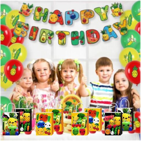 12 قطعة من أكياس هدايا هدايا حفلات الفاكهة الحسية Hey Bear مع مقابض، لوازم حفلات أعياد الميلاد من الفواكه الحسية Hey Bear لديكور ديكورات الحفلات الأولى in Kuwait