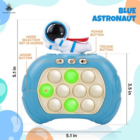 Pop It Game Light Up Fidget Toy for Kids and Adults, Handheld, Quick Push Pop Game for Cognitive Skills Development, Excellent Audio Quality & Button Control Fast Push Game (Blue Astronaut) in Saudi Arabia