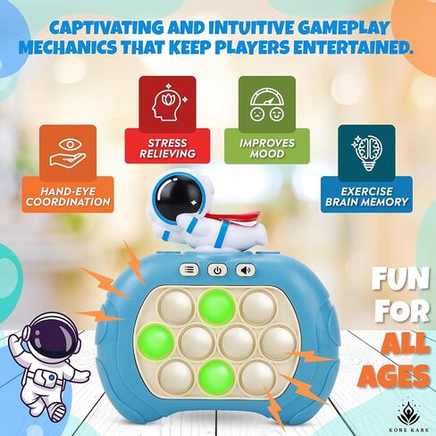 Pop It Game Light Up Fidget Toy for Kids and Adults, Handheld, Quick Push Pop Game for Cognitive Skills Development, Excellent Audio Quality & Button Control Fast Push Game (Blue Astronaut) in Saudi Arabia