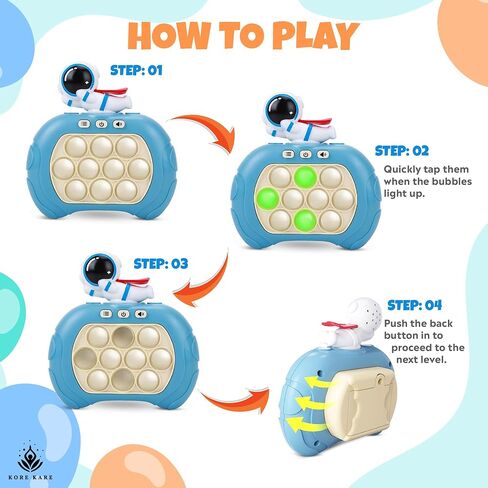 Pop It Game Light Up Fidget Toy for Kids and Adults, Handheld, Quick Push Pop Game for Cognitive Skills Development, Excellent Audio Quality & Button Control Fast Push Game (Blue Astronaut) in Saudi Arabia