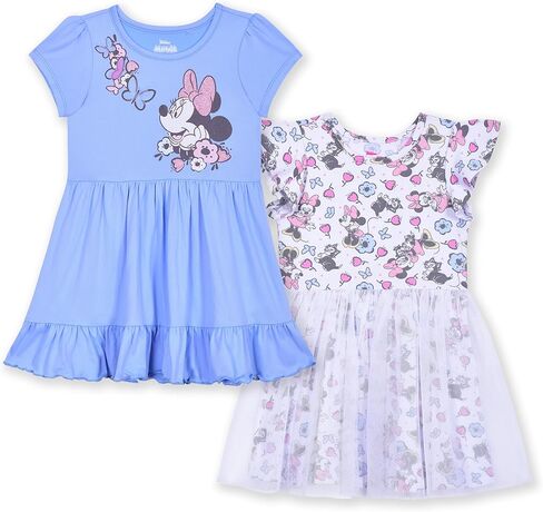 Disney Minnie Mouse Girls 2 Pack Short Sleeve Dress for Toddlers and Big Kids in Saudi Arabia