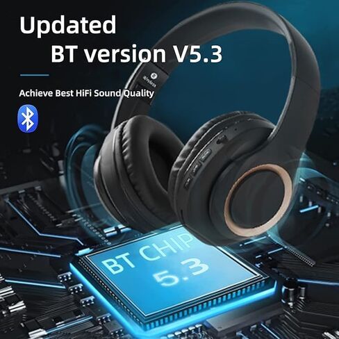 Bluetooth Headphones Over Ear with Microphone,Wireless BT Headphones,Foldable Wireless and Wired Stereo Headphones Micro SD/TF, FM,Soft Earmuffs &Light Weight for Prolonged Wearing (Black) in Saudi Arabia