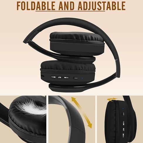 Bluetooth Headphones Over Ear with Microphone,Wireless BT Headphones,Foldable Wireless and Wired Stereo Headphones Micro SD/TF, FM,Soft Earmuffs &Light Weight for Prolonged Wearing (Black) in Saudi Arabia
