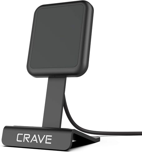 حامل شحن لاسلكي Crave، شاحن لاسلكي سريع 10 واط، وسادة شحن لاسلكية معتمدة من Qi لهواتف iPhone 12، 11، Xs، XR، 8، Samsung Note 20، Note 10، Note 9، S21، S20، S10 - أسود in Kuwait
