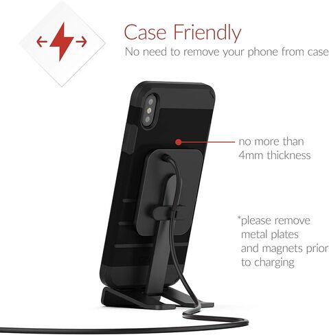 حامل شحن لاسلكي Crave، شاحن لاسلكي سريع 10 واط، وسادة شحن لاسلكية معتمدة من Qi لهواتف iPhone 12، 11، Xs، XR، 8، Samsung Note 20، Note 10، Note 9، S21، S20، S10 - أسود in Kuwait