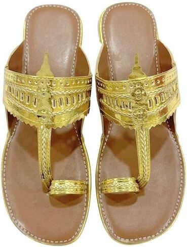Kolhapuri Chappal For Women's Indian Flat Flip Flop Kolhapuri Sandals For Women Ethnic s Casual Mojaris in Saudi Arabia
