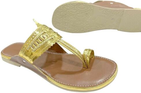 Kolhapuri Chappal For Women's Indian Flat Flip Flop Kolhapuri Sandals For Women Ethnic s Casual Mojaris in Saudi Arabia