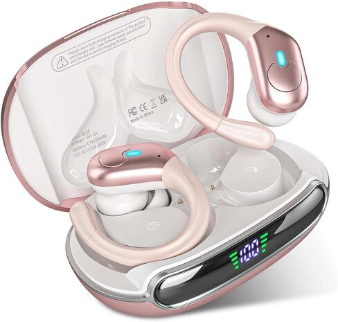 Wireless Earbuds Bluetooth Headphones 80Hrs Playback with LED Diaplay Wireless Charging Case Noise Cancelling Ear Buds with Earhooks, Over Ear Earphones for Sports Running Workout (Black) in Saudi Arabia