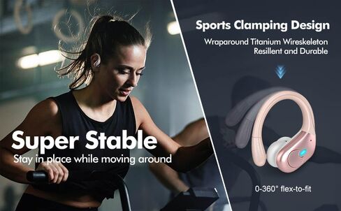 Wireless Earbuds Bluetooth Headphones 80Hrs Playback with LED Diaplay Wireless Charging Case Noise Cancelling Ear Buds with Earhooks, Over Ear Earphones for Sports Running Workout (Black) in Saudi Arabia